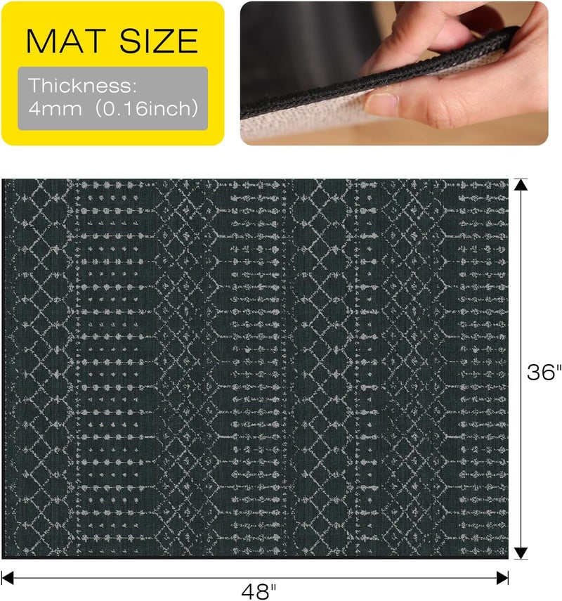 FUNMAT Office Chair Mat for Hardwood & Tile Floors, 48" x 36" Desk Chair Mat, Non-Slip Floor Protector for Rolling Chairs, Machine Washable Area Rug for Home Office, Black - Image 2